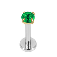 Titanium Internally Threaded Labrets 1.2mm - Gold Claw Set Round CZ Jewel