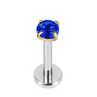 Titanium Internally Threaded Labrets 1.2mm - Gold Claw Set Round CZ Jewel