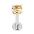 Titanium Internally Threaded Labrets 1.2mm - Gold Claw Set Round CZ Jewel