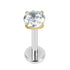 Titanium Internally Threaded Labrets 1.2mm - Gold Claw Set Round CZ Jewel