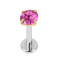 Titanium Internally Threaded Labrets 1.2mm - Gold Claw Set Round CZ Jewel