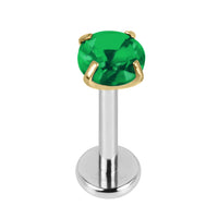 Titanium Internally Threaded Labrets 1.2mm - Gold Claw Set Round CZ Jewel