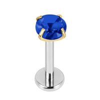 Titanium Internally Threaded Labrets 1.2mm - Gold Claw Set Round CZ Jewel