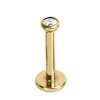Titanium Threadless (Bend-fit) Labrets - Gold Bezel Set Jewelled Balls