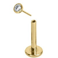 Titanium Threadless (Bend-fit) Labrets - Gold Bezel Set Jewelled Balls