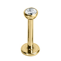 Titanium Threadless (Bend-fit) Labrets - Gold Bezel Set Jewelled Balls
