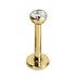 Titanium Threadless (Bend-fit) Labrets - Gold Bezel Set Jewelled Balls