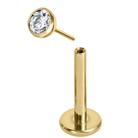Titanium Threadless (Bend-fit) Labrets - Gold Bezel Set Jewelled Balls