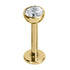Titanium Threadless (Bend-fit) Labrets - Gold Bezel Set Jewelled Balls