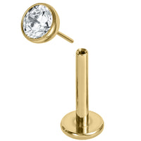 Titanium Threadless (Bend-fit) Labrets - Gold Bezel Set Jewelled Balls