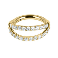 Titanium Double Jewelled Band Hinged Clicker Ring