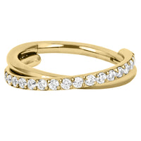 Titanium Pave Set Jewelled Crossover Hinged Clicker Ring