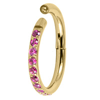 Gold Titanium 1.2mm Kai Pave Set Jewelled Edge Hinged Clicker Ring