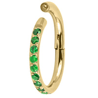 Gold Titanium 1.2mm Kai Pave Set Jewelled Edge Hinged Clicker Ring