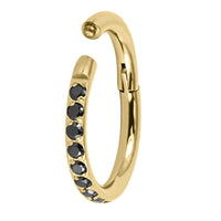 Gold Titanium 1.2mm Kai Pave Set Jewelled Edge Hinged Clicker Ring