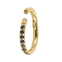Gold Titanium 1.2mm Kai Pave Set Jewelled Edge Hinged Clicker Ring