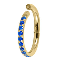 Gold Titanium 1.2mm Kai Pave Set Jewelled Edge Hinged Clicker Ring