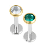 Titanium Internally Threaded Labrets 1.2mm - Gold Jewelled Disk