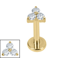 Titanium Internal Thread Lab Grown Diamonds Trinity Labret