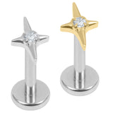 Titanium Internally Threaded Labrets 1.2mm - Jewelled Guiding Star