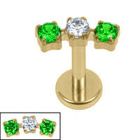 Gold Titanium Internally Threaded Labrets 1.2mm - Eternal Trio
