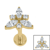 Gold Titanium Internally Threaded Labrets 1.2mm - Marquise Eden