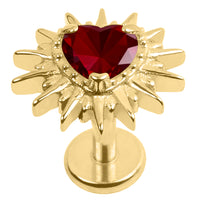 Gold Titanium Internally Threaded Labrets 1.2mm - Crowned Barbed Heart