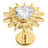 Gold Titanium Internally Threaded Labrets 1.2mm - Crowned Barbed Heart