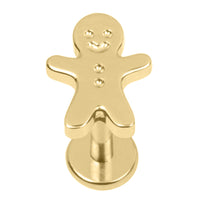 Titanium Internally Threaded Labrets 1.2mm - Gingerbread Man