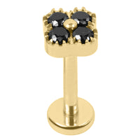 Titanium Internally Threaded Labrets 1.2mm - Jewelled Vintage Clover