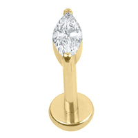 Titanium Internally Threaded Labrets 1.2mm - Single Jewelled Marquise