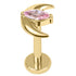 Gold Titanium Internally Threaded Labrets 1.2mm - Jewelled Trekking Crescent Moon