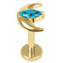 Gold Titanium Internally Threaded Labrets 1.2mm - Jewelled Trekking Crescent Moon