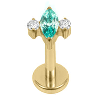 Gold Titanium Internally Threaded Labrets 1.2mm - Marquise Zofia