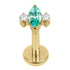 Gold Titanium Internally Threaded Labrets 1.2mm - Marquise Zofia