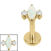 Gold Titanium Internally Threaded Labrets 1.2mm - Marquise Zofia