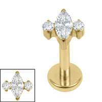 Gold Titanium Internally Threaded Labrets 1.2mm - Marquise Zofia