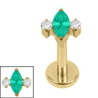 Gold Titanium Internally Threaded Labrets 1.2mm - Marquise Zofia