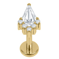 Gold Titanium Internally Threaded Labrets 1.2mm - Claw Set Elara Jewelled Kite