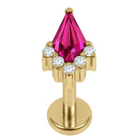 Gold Titanium Internally Threaded Labrets 1.2mm - Claw Set Elara Jewelled Kite