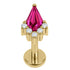 Gold Titanium Internally Threaded Labrets 1.2mm - Claw Set Elara Jewelled Kite