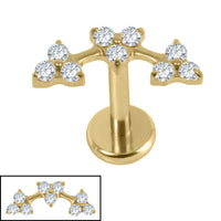 Gold Titanium Internally Threaded Labrets 1.2mm - Blossom Flower Curve