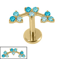 Gold Titanium Internally Threaded Labrets 1.2mm - Sakura Blossom Flower Curve