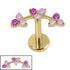 Gold Titanium Internally Threaded Labrets 1.2mm - Sakura Blossom Flower Curve