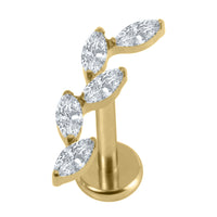 Gold Titanium Internally Threaded Labrets 1.2mm - Marquise Skyfall