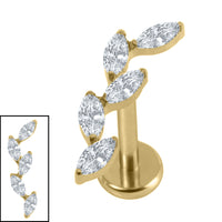 Gold Titanium Internally Threaded Labrets 1.2mm - Marquise Skyfall