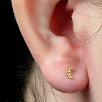 Titanium Internally Threaded Labrets 1.2mm - Hammered Crescent Moon