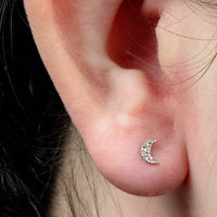 Titanium Internally Threaded Labrets 1.2mm - Hammered Crescent Moon