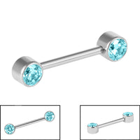 Titanium Internal Thread Double Jewelled Nipple Bar - Front Facing Jewelled Disks