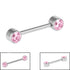 Titanium Internal Thread Double Jewelled Nipple Bar - Front Facing Jewelled Disks
